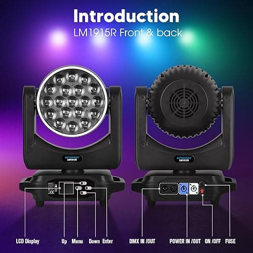Betopper LM1915R 19x15W RGBW Zoom Moving Head Wash (LED Halkalı) — görsel 3