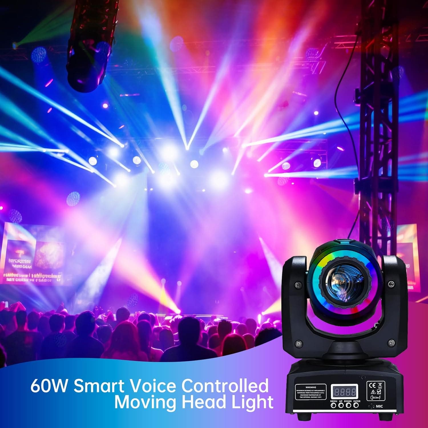 Hombasing 60W LED Moving Head — 8 Gobo RGB DJ Sahne Işığı — görsel 4