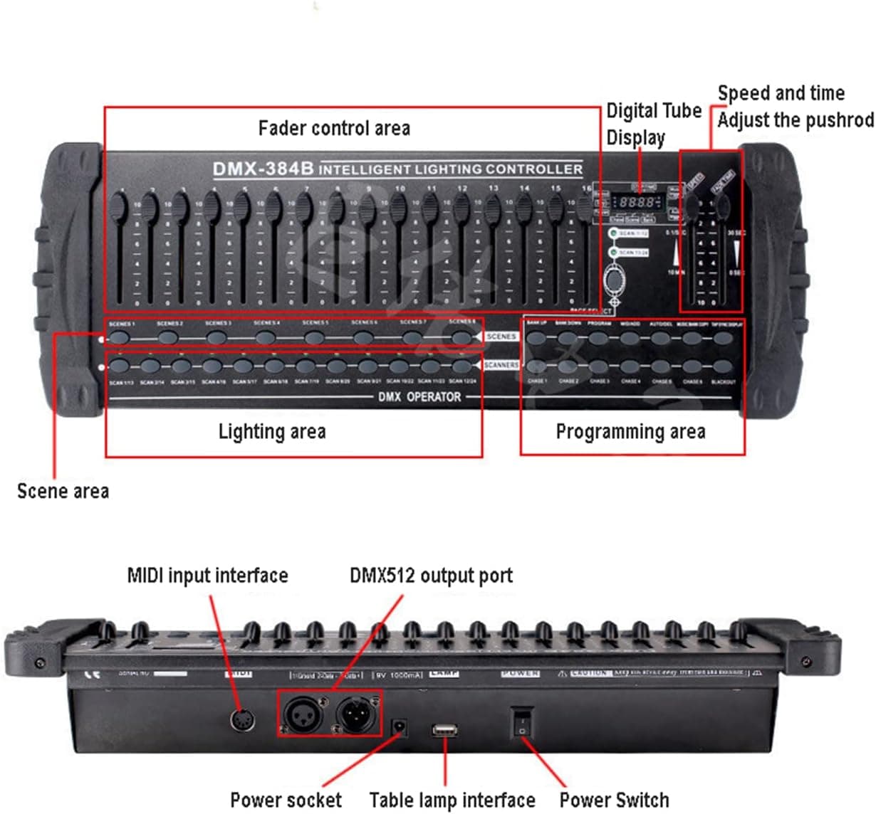 DMX 384B Işık Kontrol Masası (384 Kanal, 240 Sahne) — görsel 4